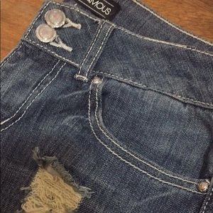 Almost famous distressed boy friend cropped jeans